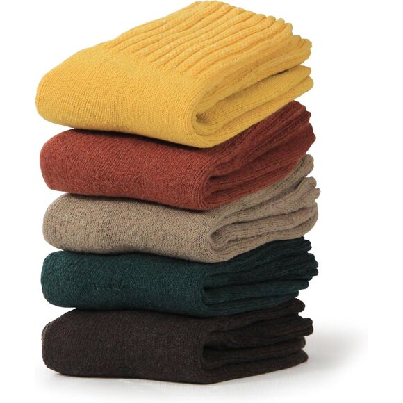 BenSorts Women 5 Packs Brown Red Green Yellow Khaki WinterThick Warm Boots Socks - Picture 2 of 8